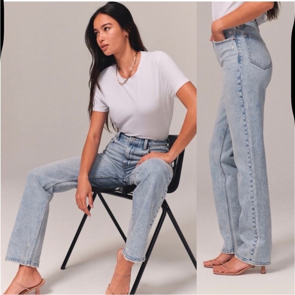 Abercrombie & Fitch Denim - Abercrombie & Fitch 90s Straight Low Rise Curve Love Jeans size 27 Long Tall